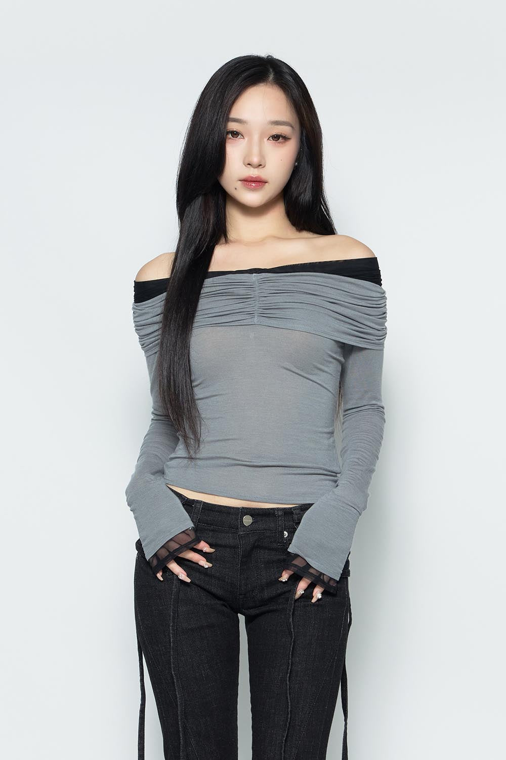 S twist off shoulder tops