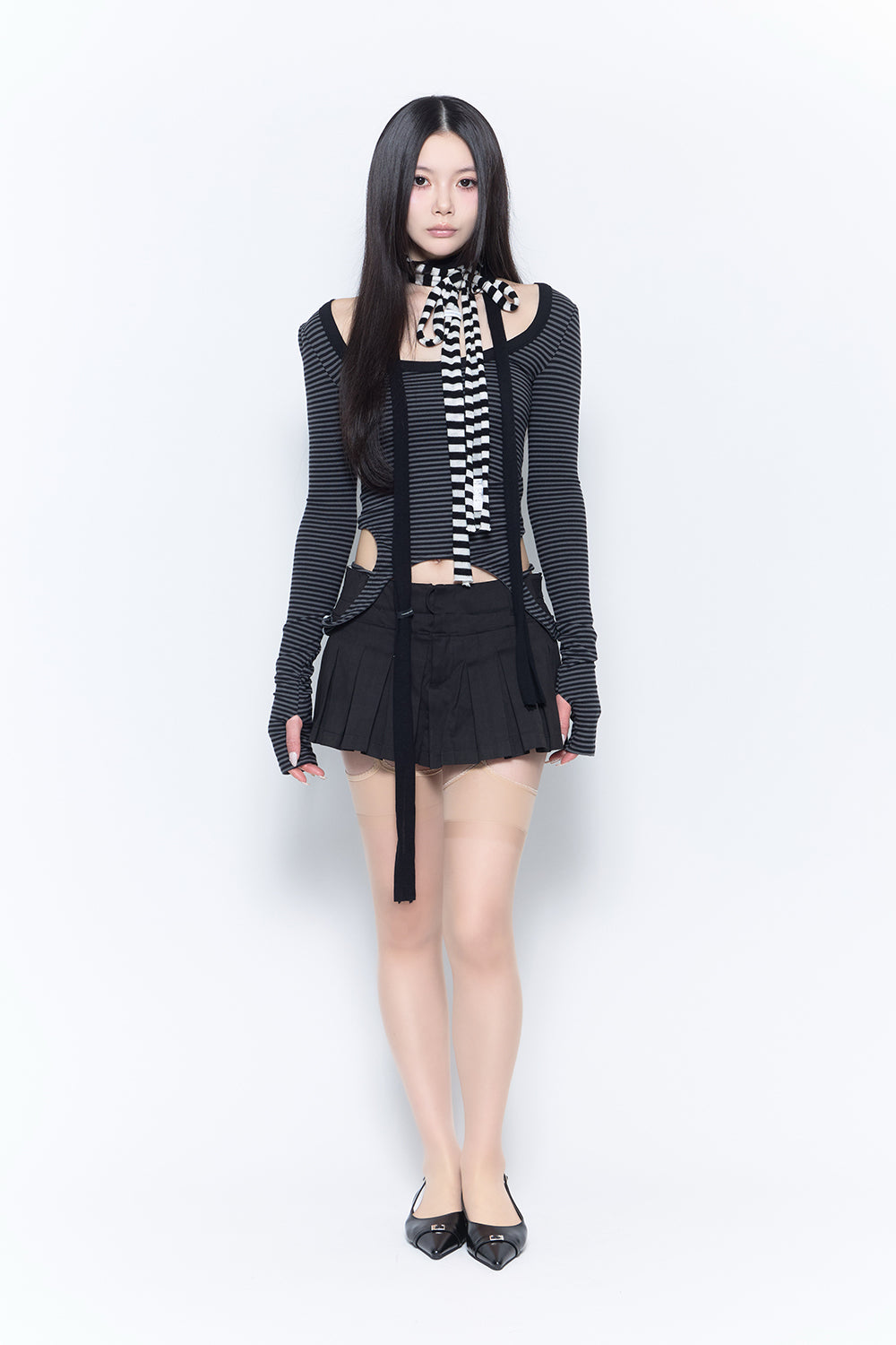 theredthread S ring pleats skirt full 黒 theredthread S ring