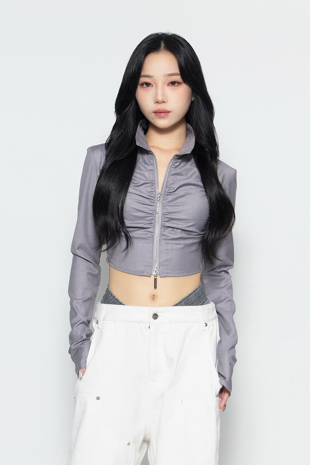 S w zip gather shirt
