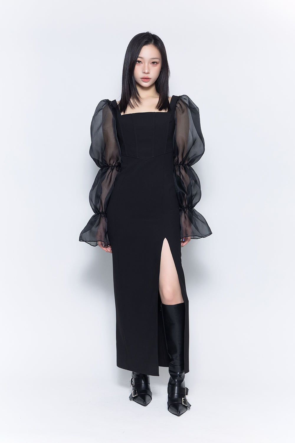 corset swiched sheer dress