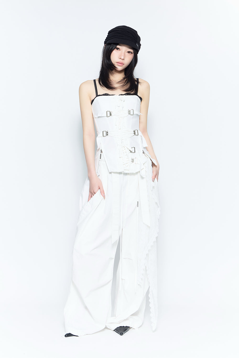 THEREDTHREAD】veil cargo pants scarf set