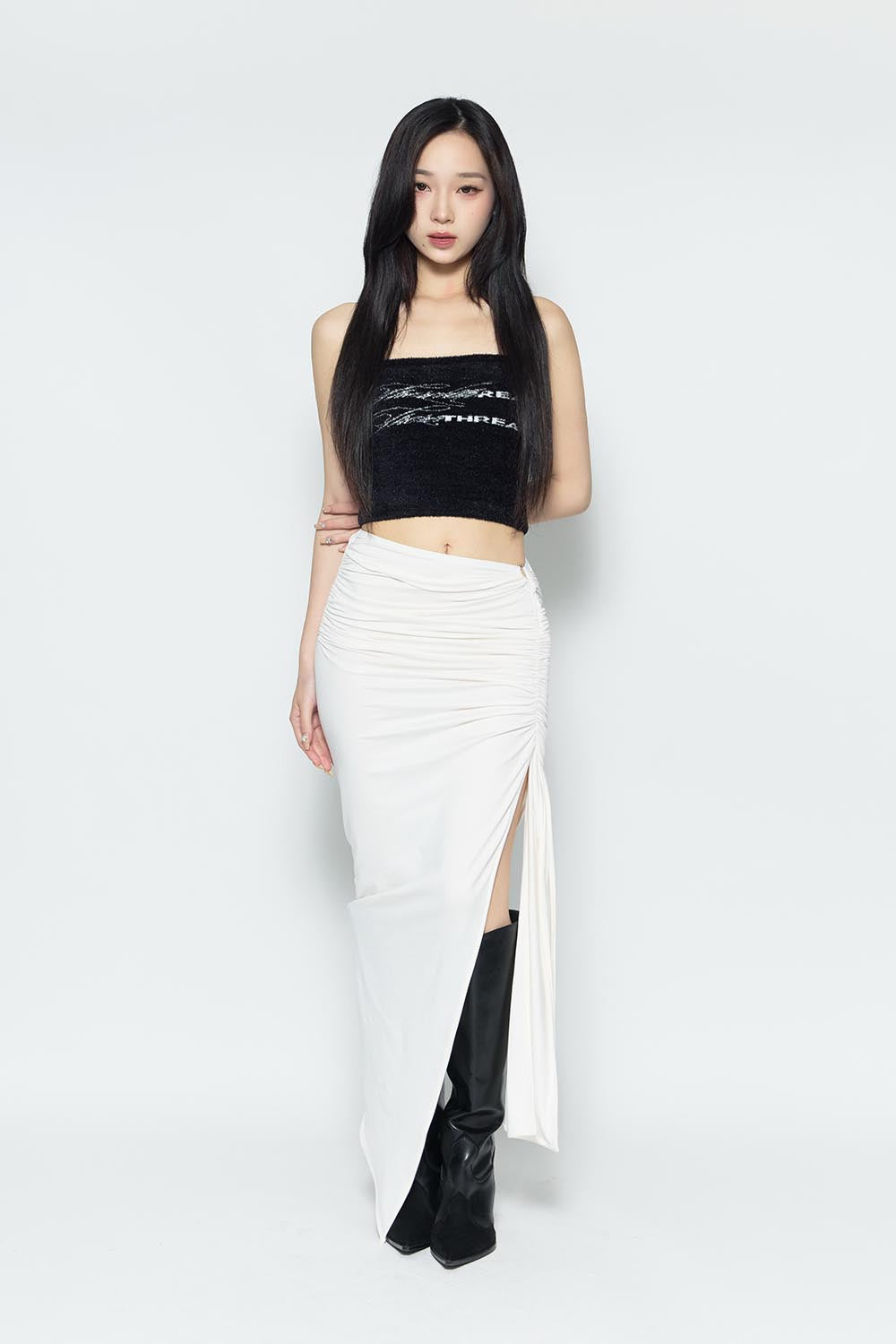 S symbol draped skirt