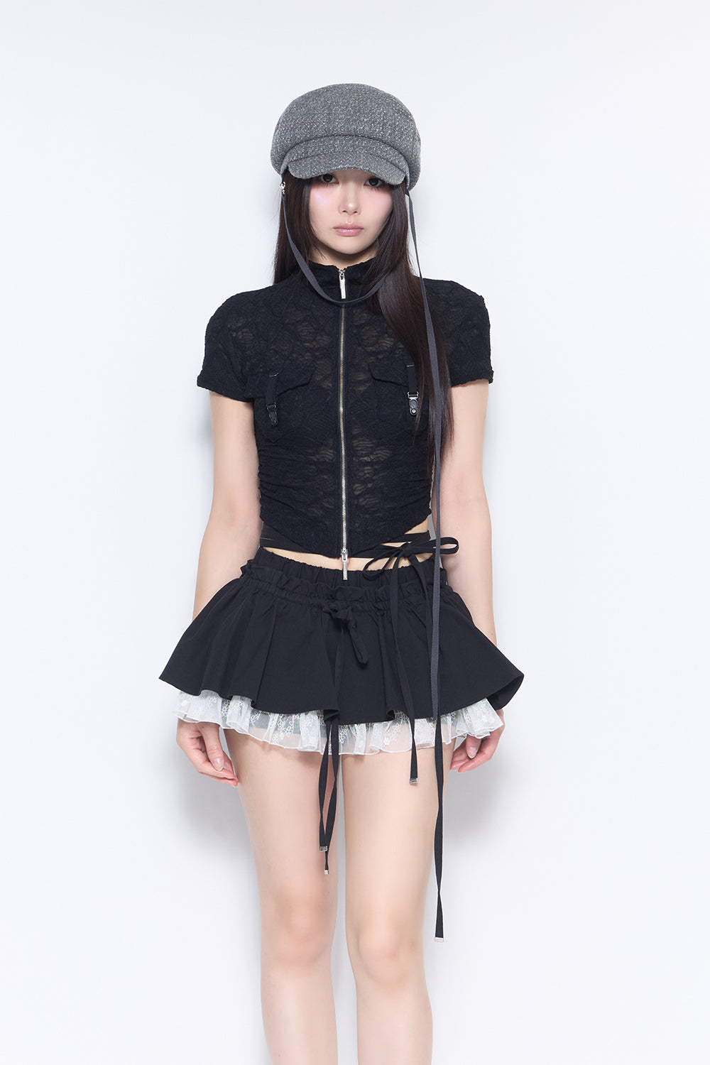 トップス theredthread w zip garter tops THEREDTHREAD / ザレッドスレッド】w zip garter tops