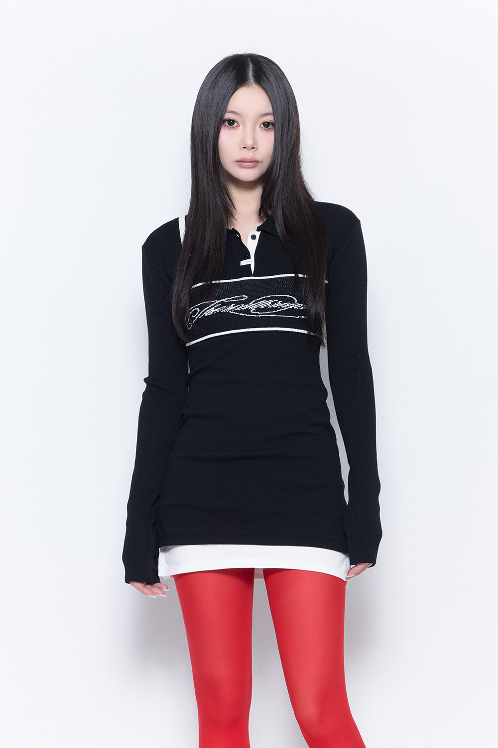 THEREDTHREAD / ザレッドスレッド】script knit dress mini