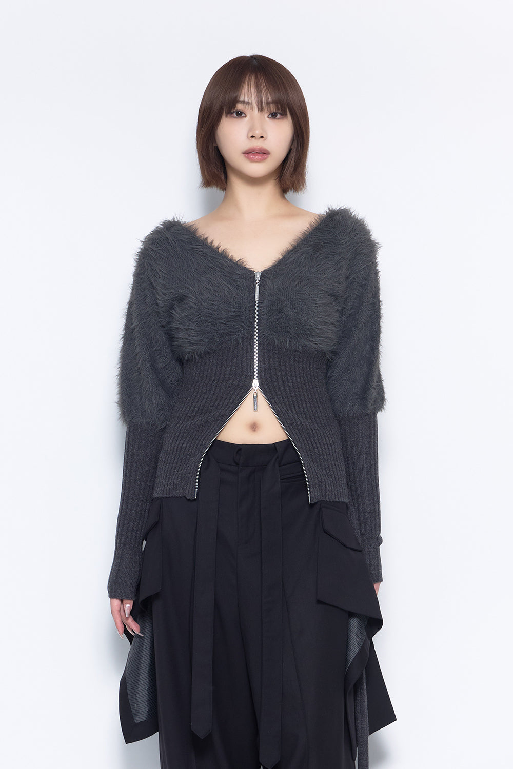 S contrast zip knit