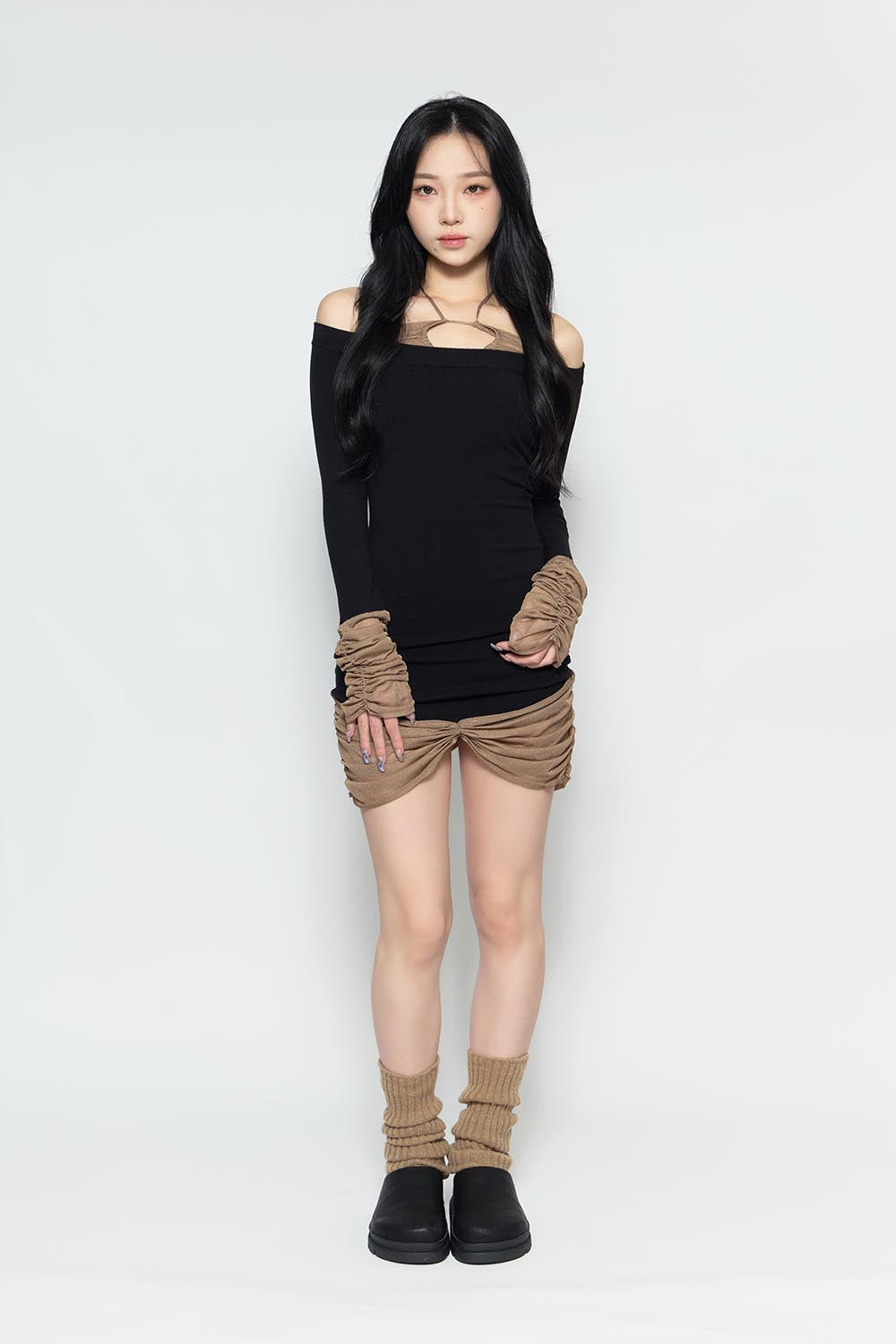 S sheer docked dress mini
