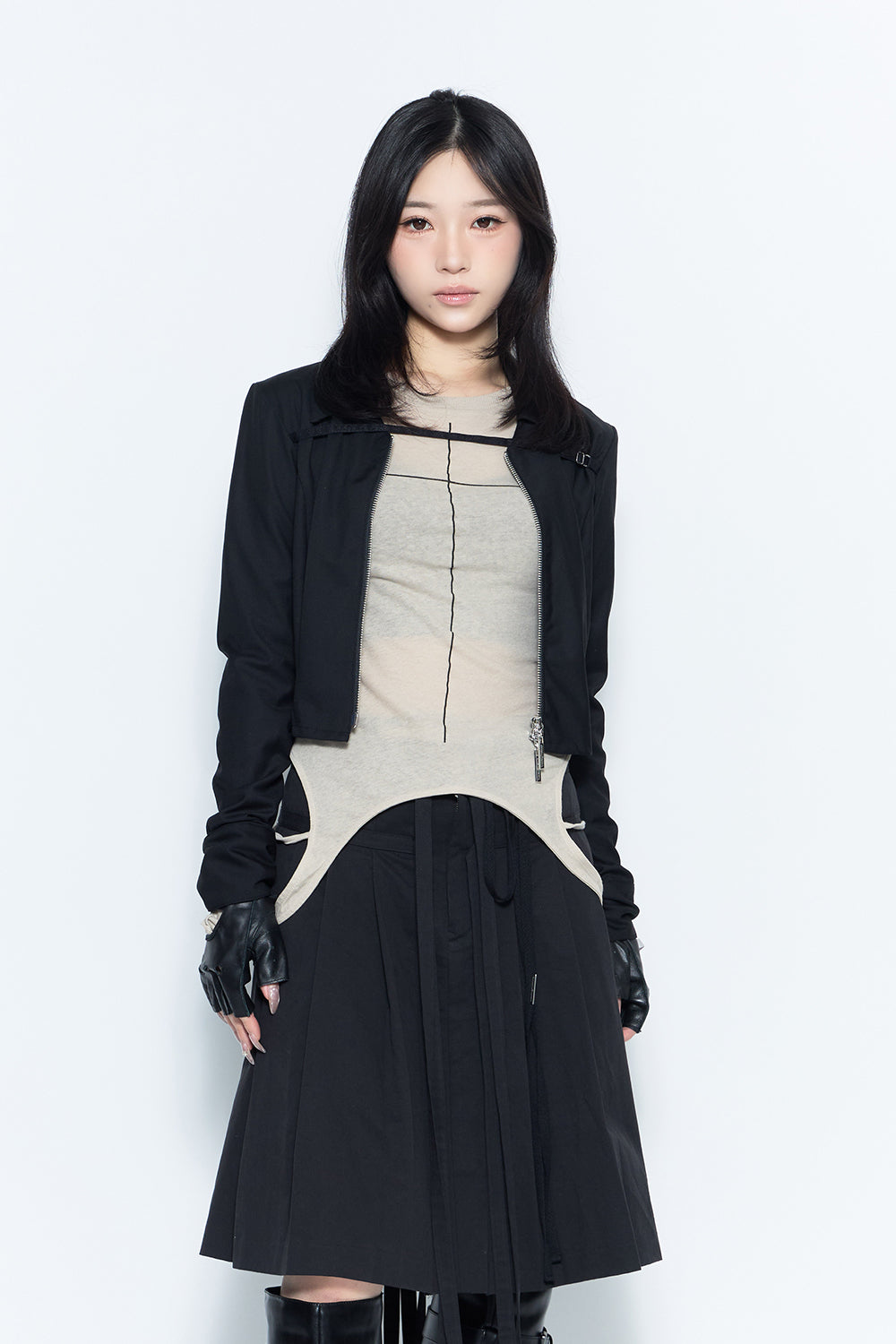 THEREDTHREAD】w zip cord shirt
