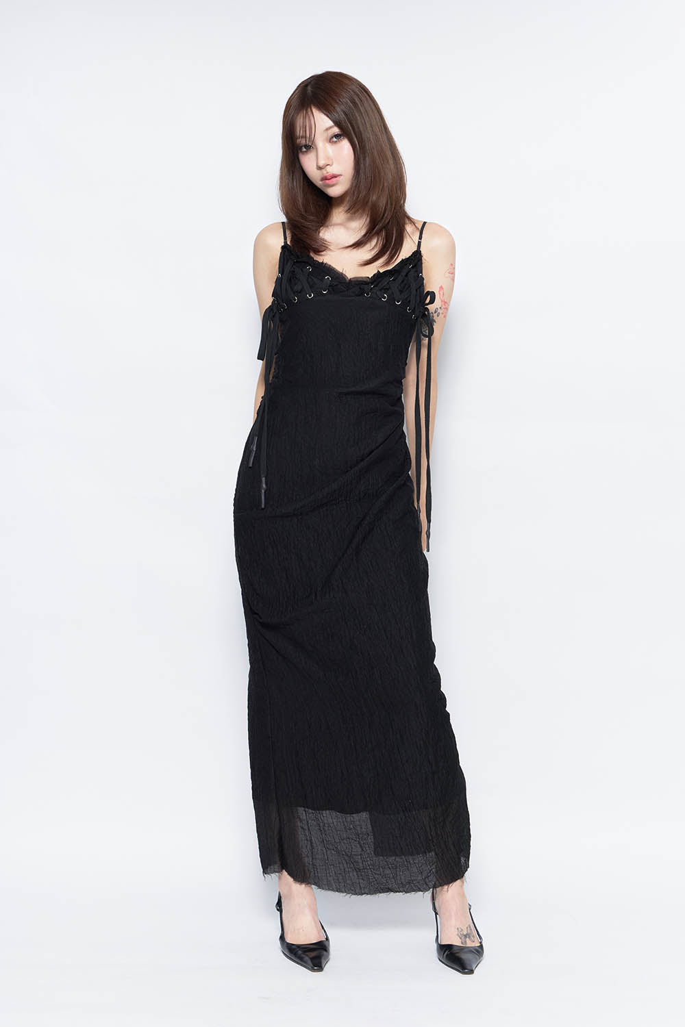 は*様 THEREDTHREAD S lace up camisole dres THEREDTHREAD / ザレッドスレッド】S lace up camisole dress