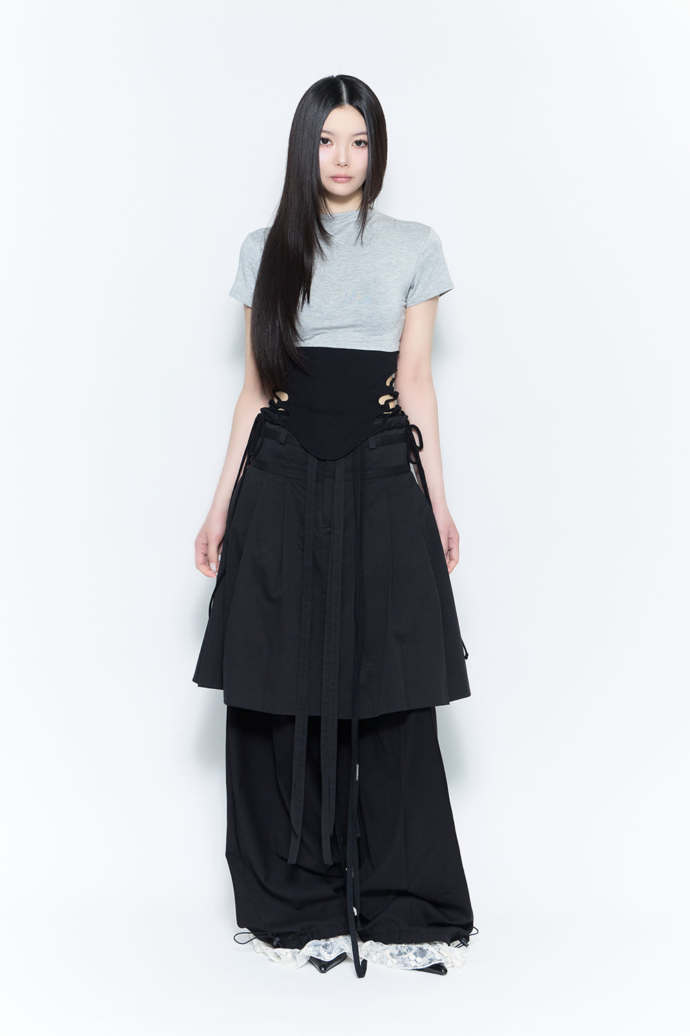 corded tailored pants lace