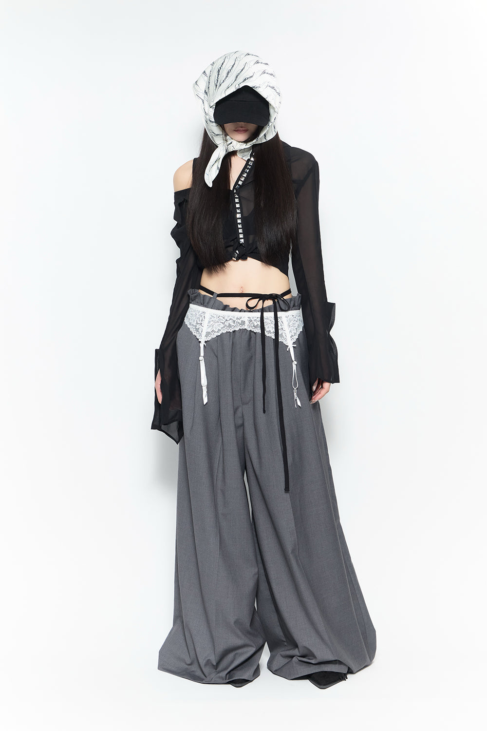 laced garter suit slacks
