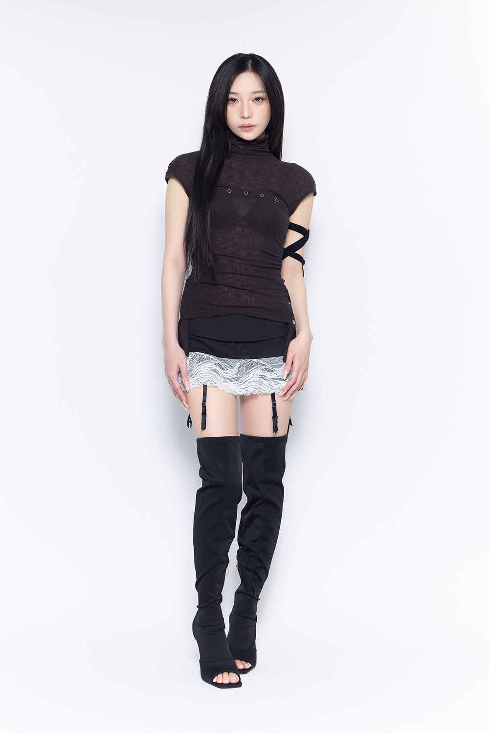 veil lace garter skort