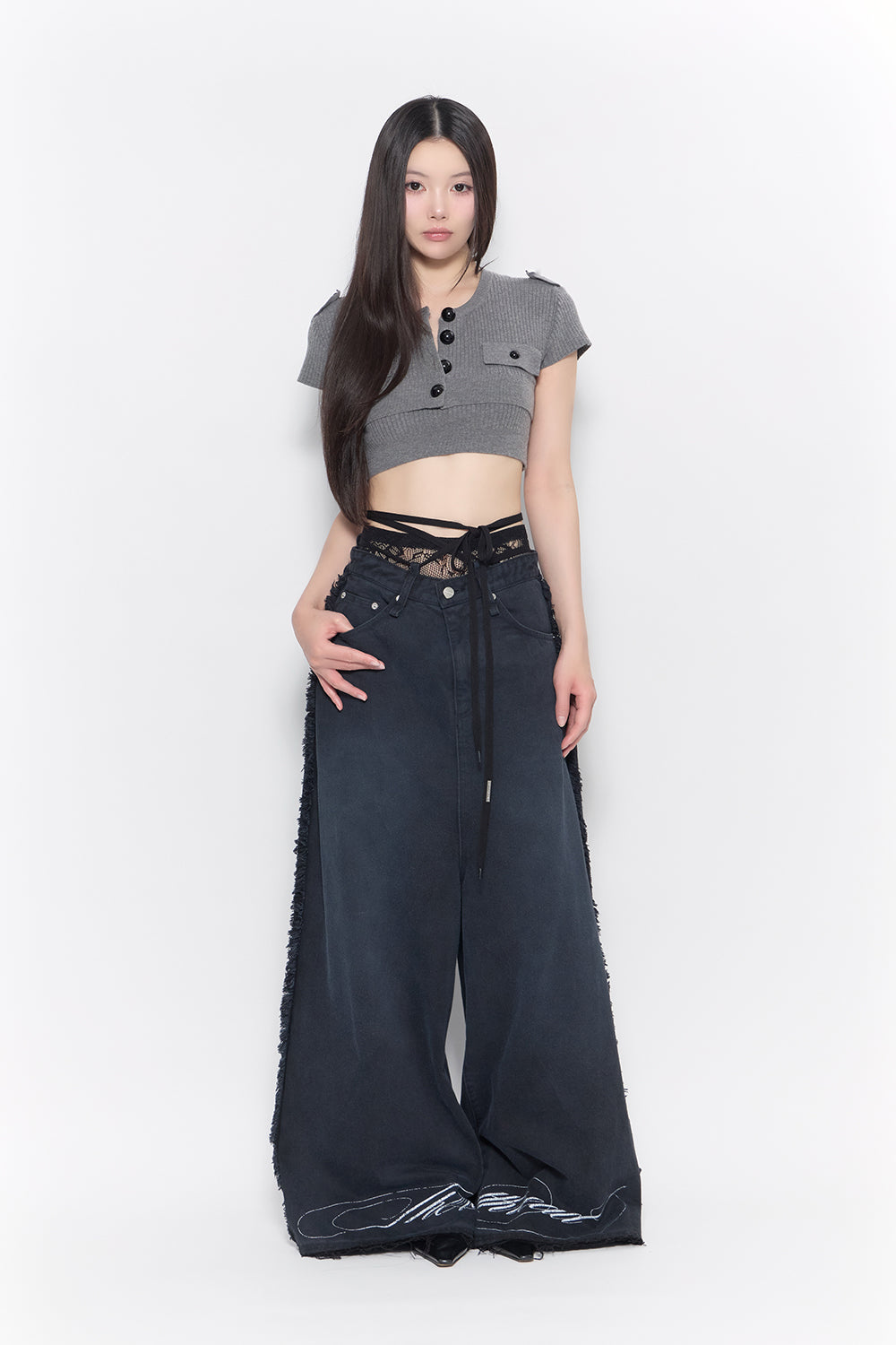 corded script denim