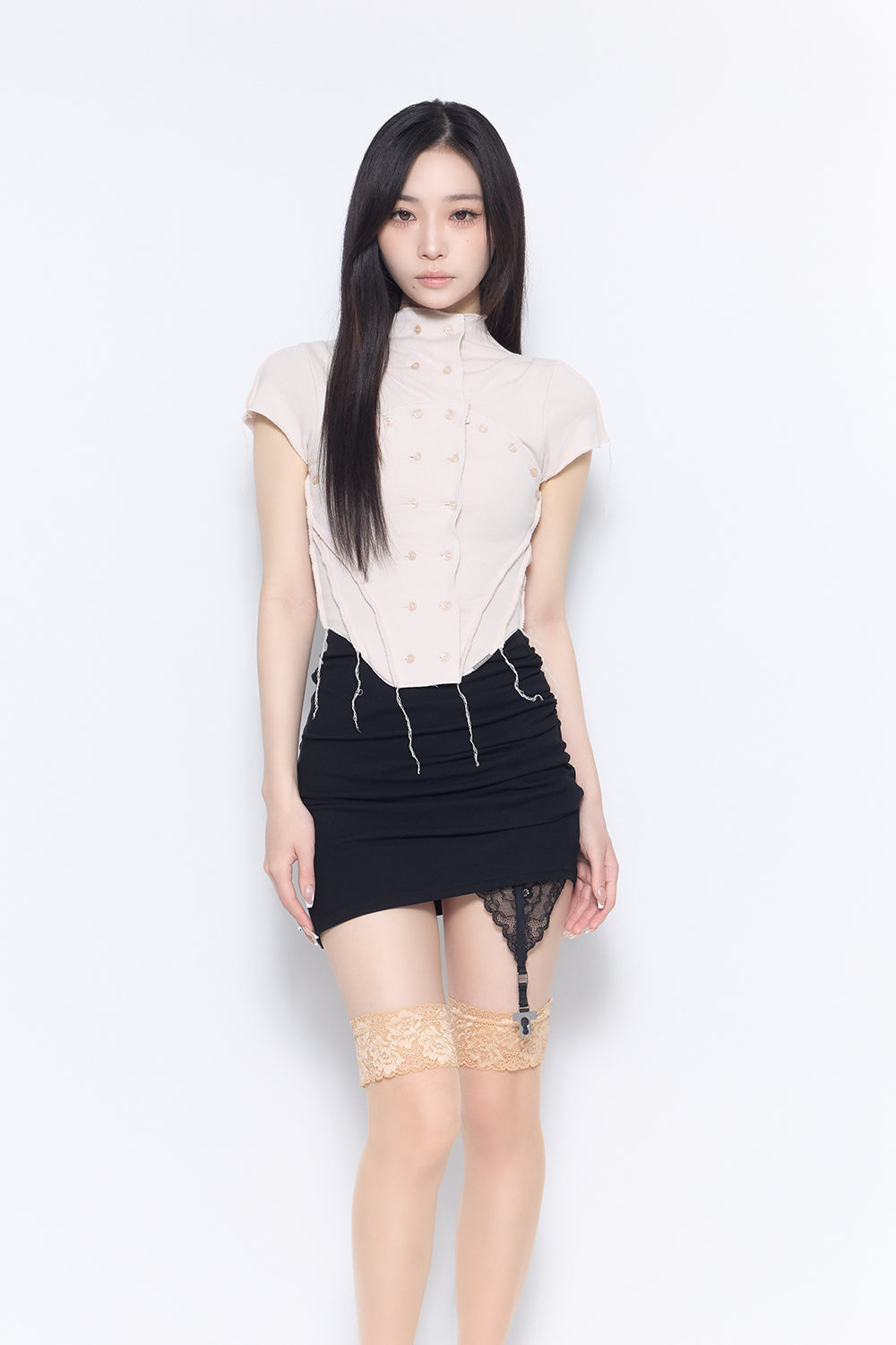 double button curve tops