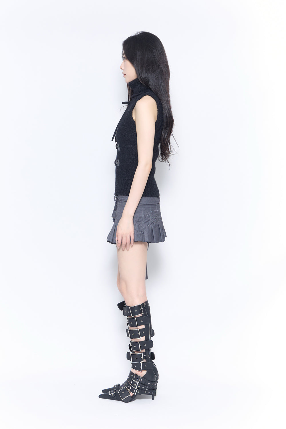 script pleated skirt mini