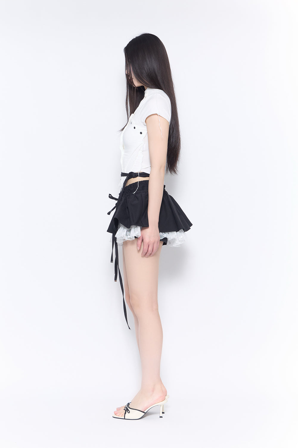 corded frill skirt mini