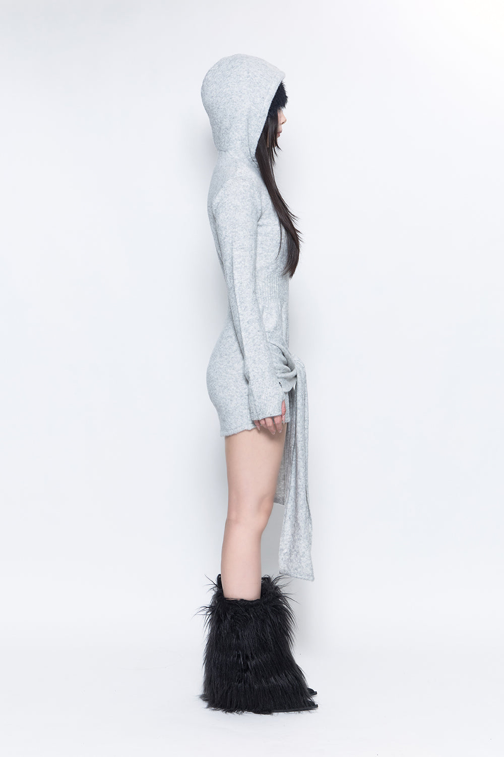 TR34426 S draped knit dress mini ブラック THEREDTHREAD / ザレッドスレッド】S draped knit dress mini