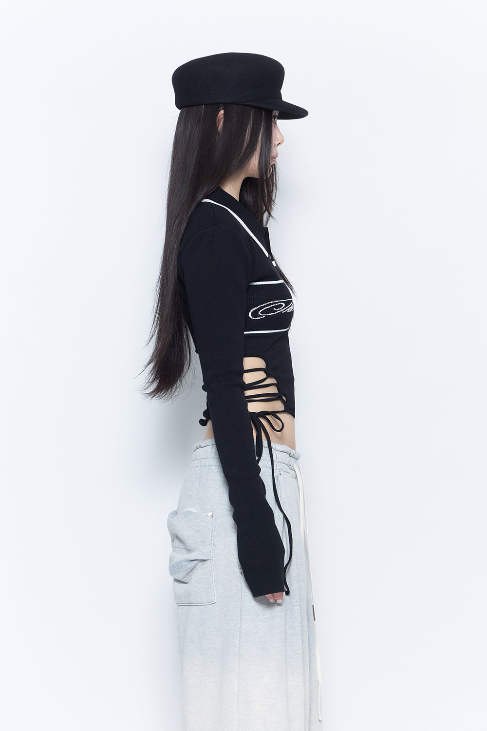 トップス theredthread script knit tops THEREDTHREAD / ザレッドスレッド】script knit tops