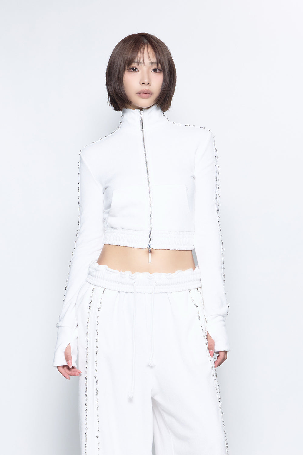 S beaded track jersey jacket
