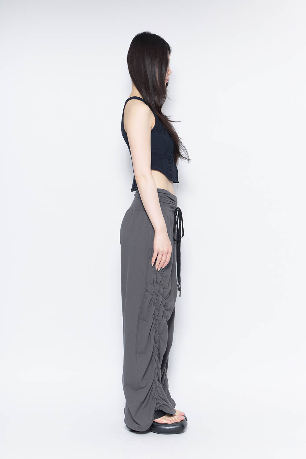 パンツ S ribbon smocking sweat pants THEREDTHREAD / ザレッドスレッド】S ribbon smocking sweat pants