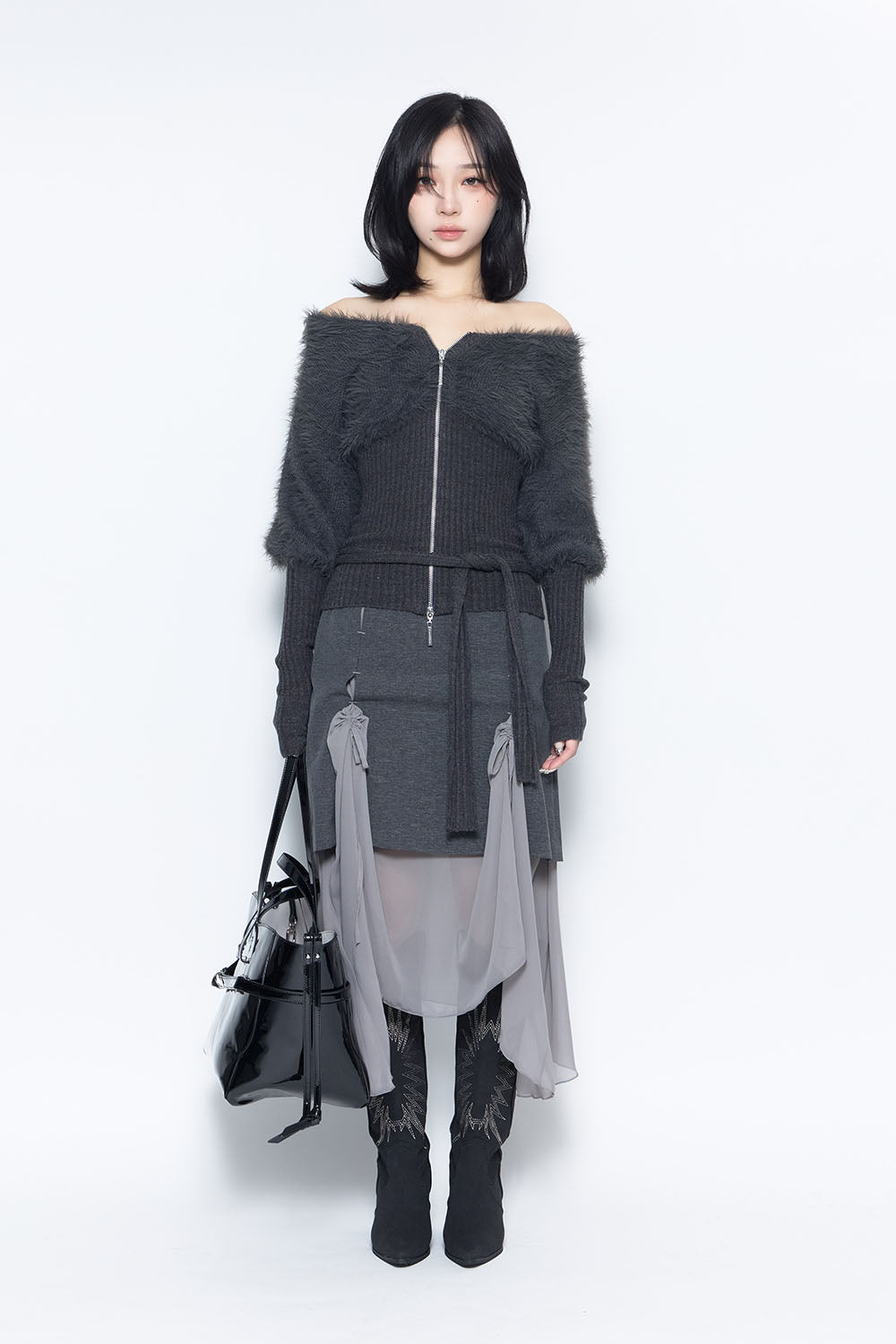 S structured drape midi skirt