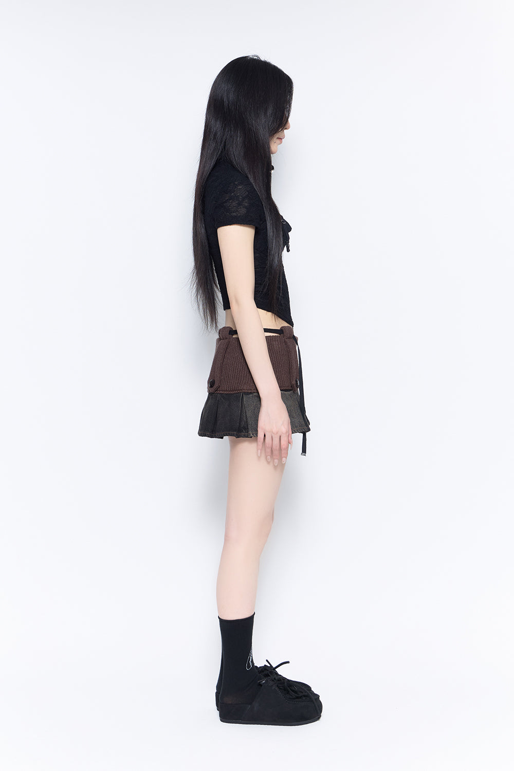knit pleated skirt mini
