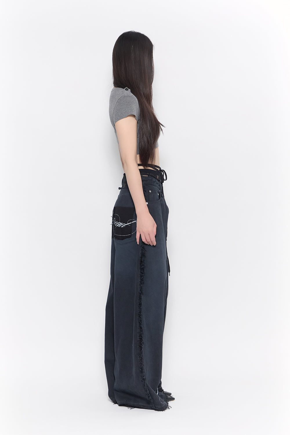 corded script denim
