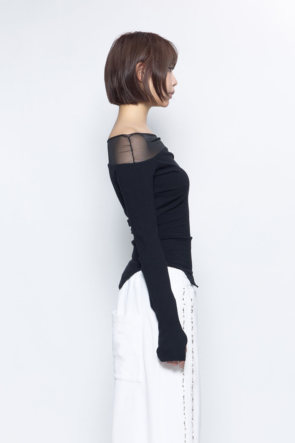 トップス theredthread S sheer asymmetric tops THEREDTHREAD / ザレッドスレッド】S sheer asymmetric tops