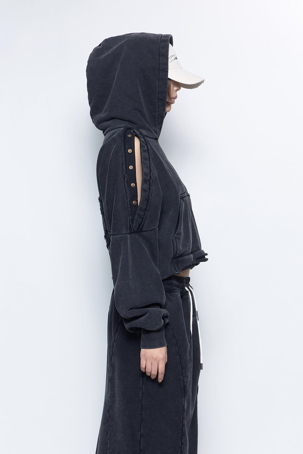 S open shoulder hoodie