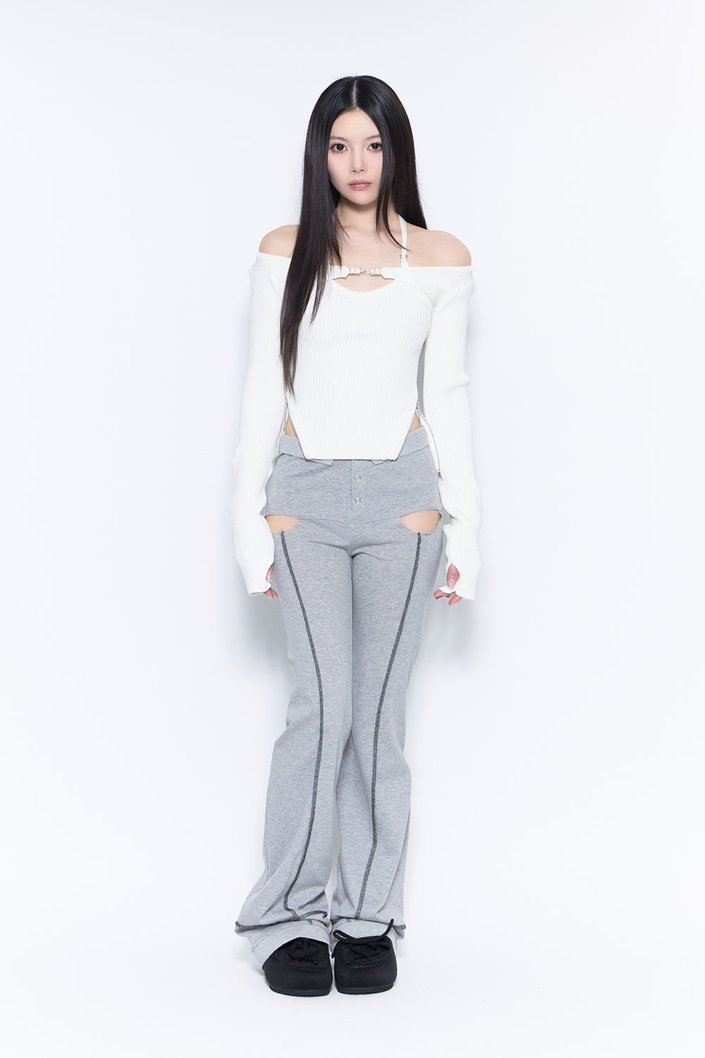 cutout slit pants