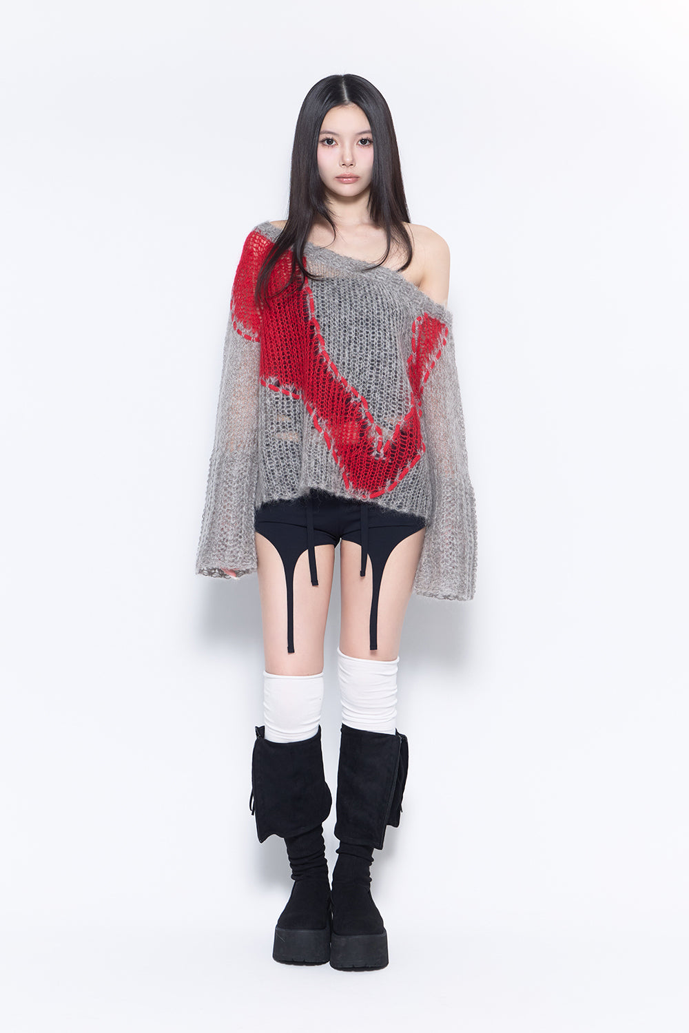 トップス THEREDTHREAD S garter bare shorts set THEREDTHREAD / ザレッドスレッド】S garter bare shorts set