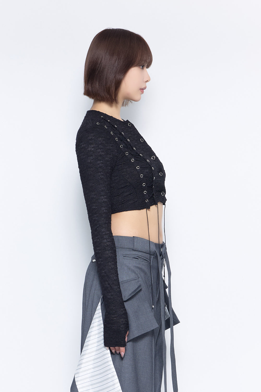 トップス theredthread S lace up cardigan THEREDTHREAD / ザレッドスレッド】S lace up cardigan