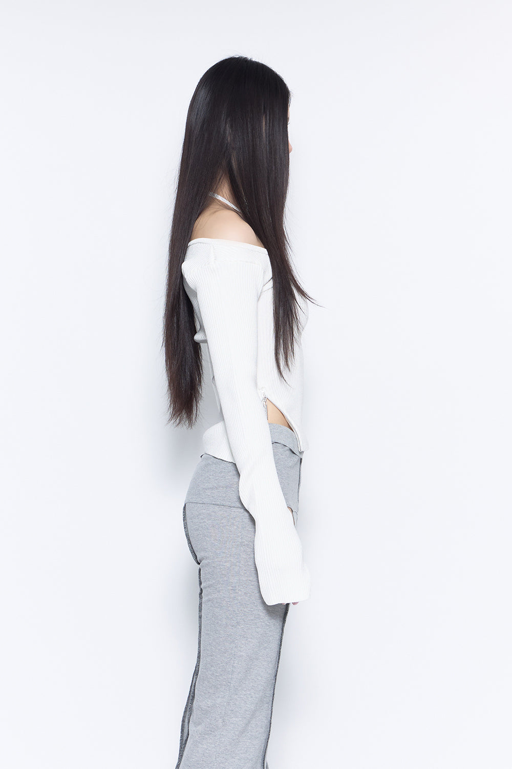 halter zip knit
