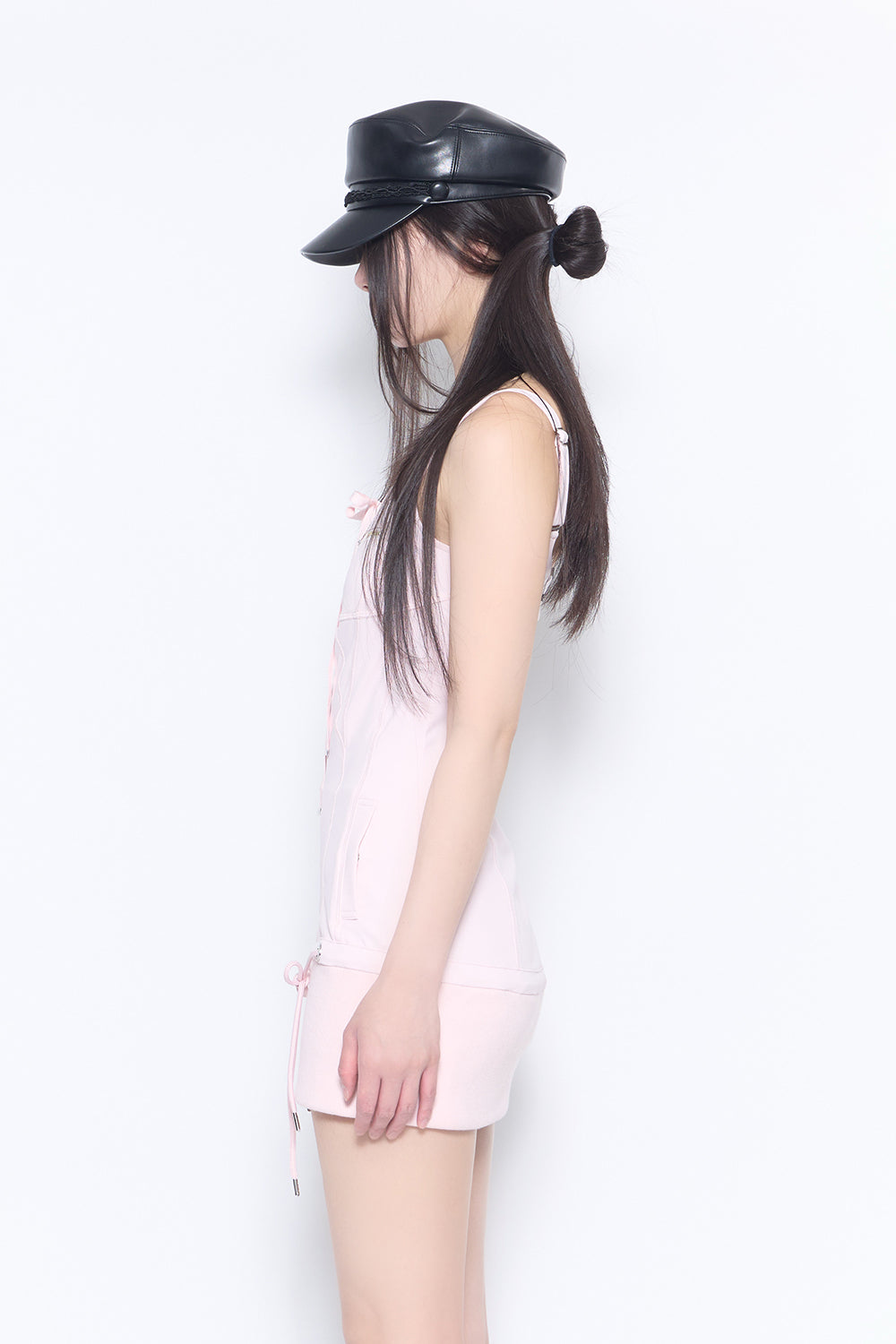 glossy leather casquette