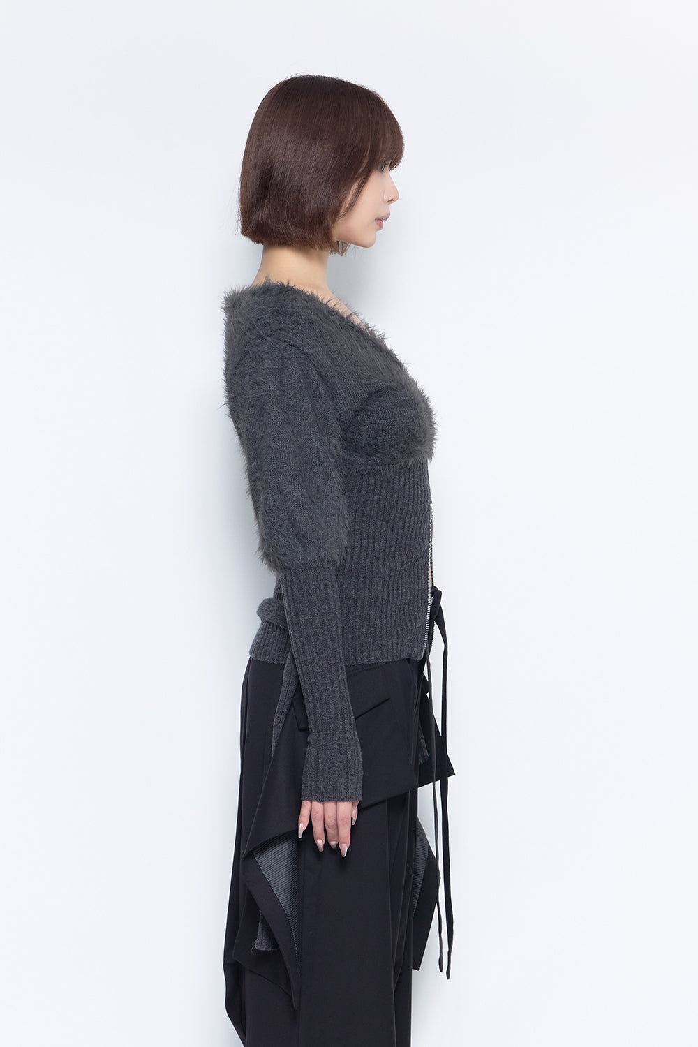 S contrast zip knit