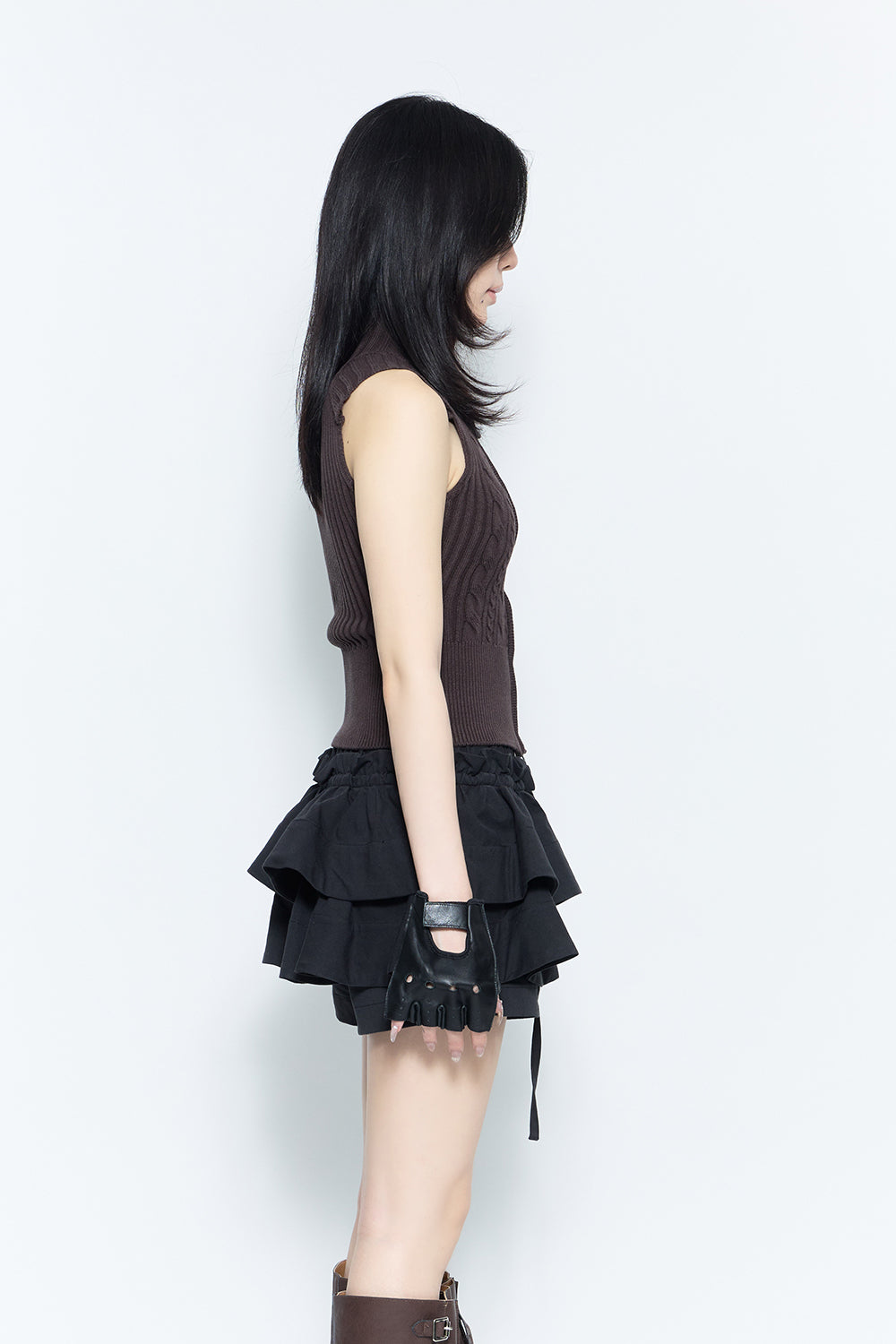 THEREDTHREAD】flame zip knit tops