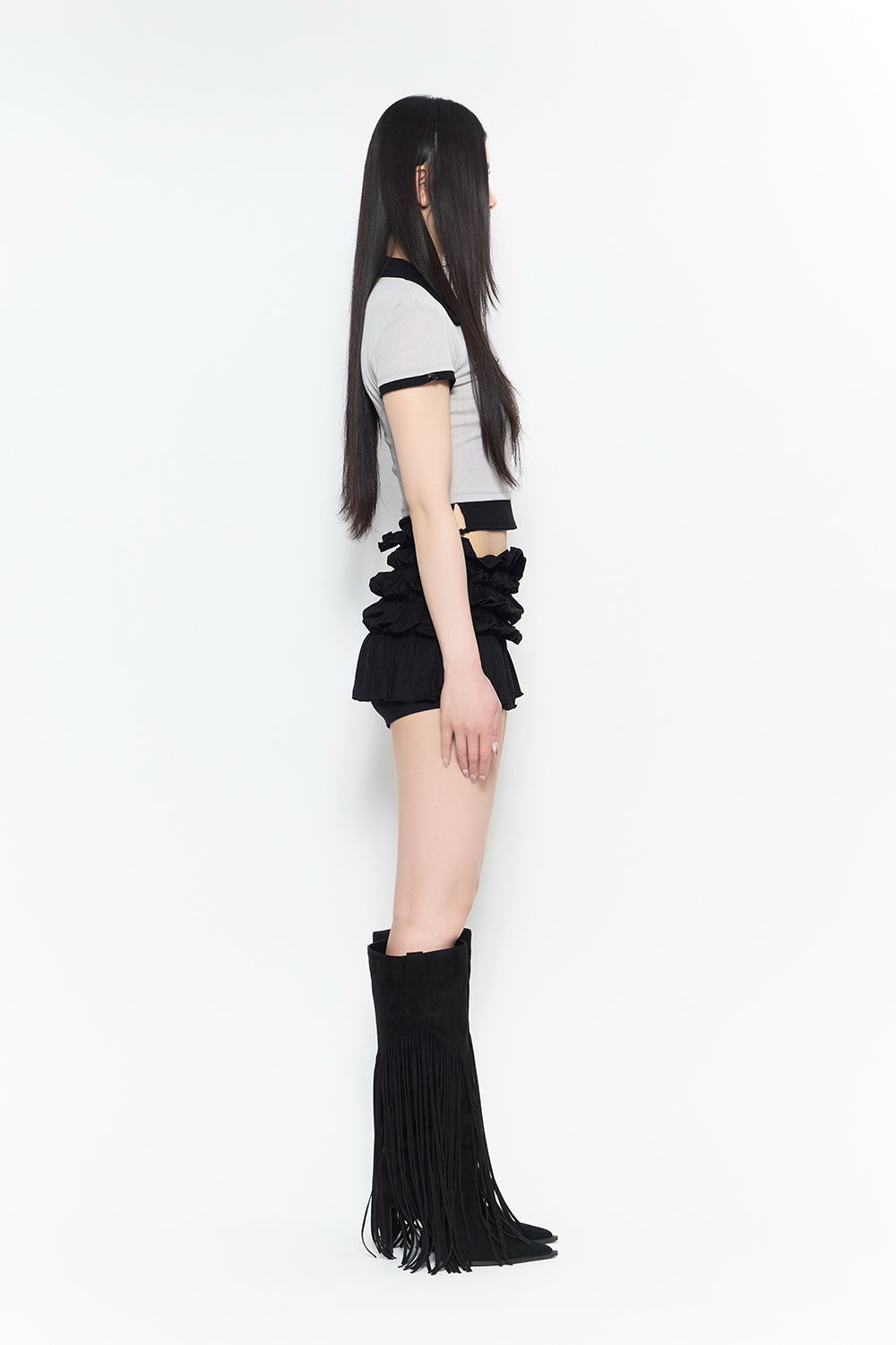 THEREDTHREAD / ザレッドスレッド】shirred frill skirt mini