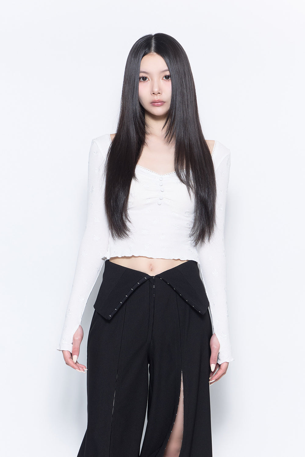 theredthreadトップス THEREDTHREAD / ザレッドスレッド】embroidery thermal tops