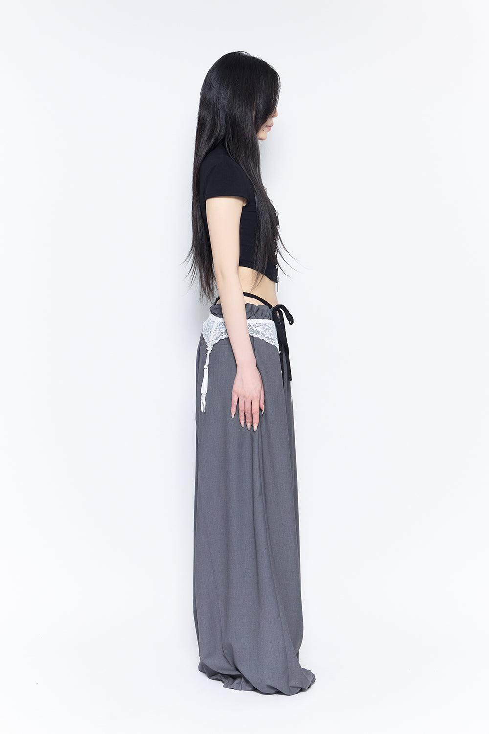 laced garter suit slacks