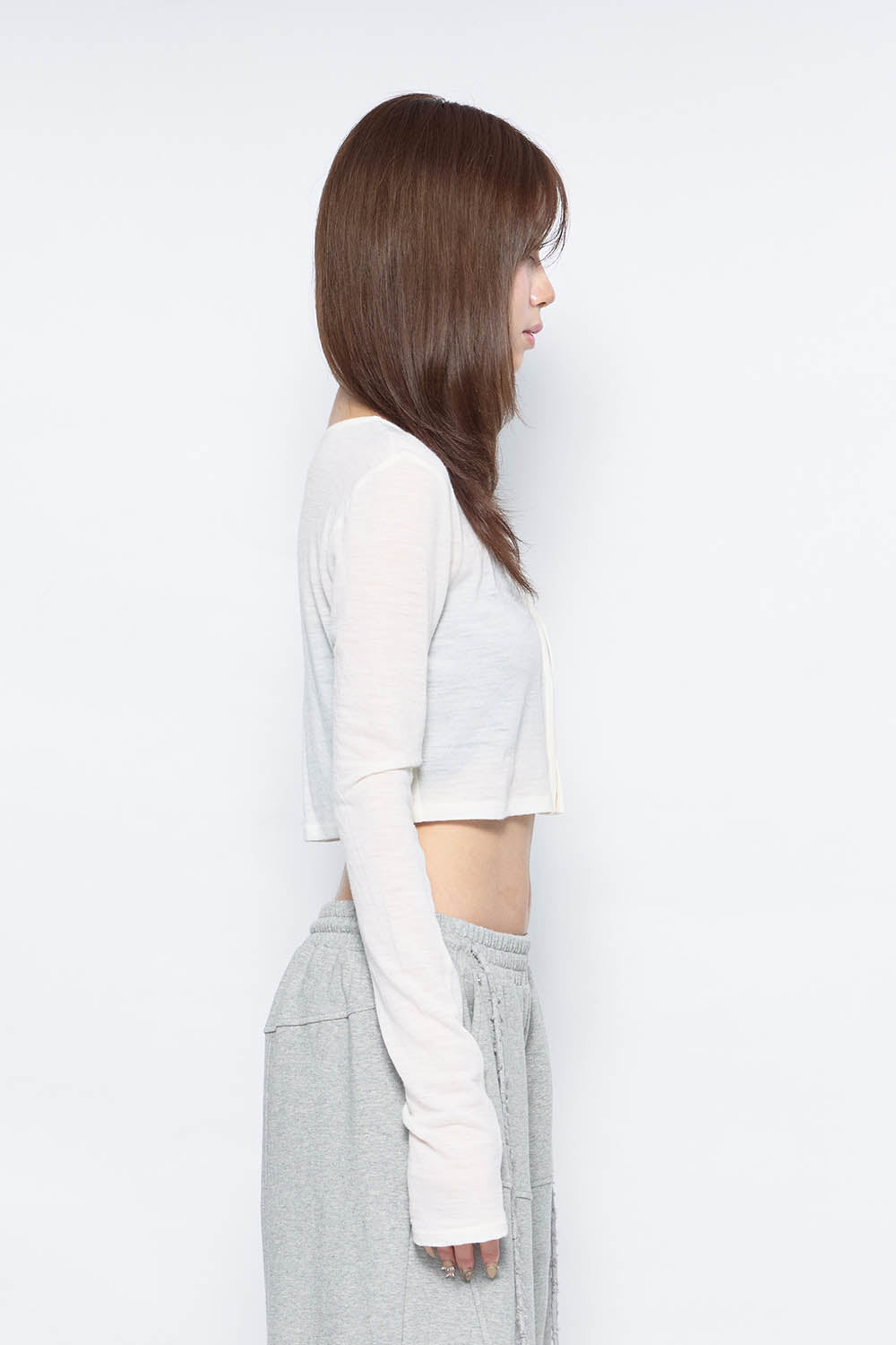 トップス THEREDTHREAD S clip cardigan cropped THEREDTHREAD / ザレッドスレッド】S clip cardigan cropped