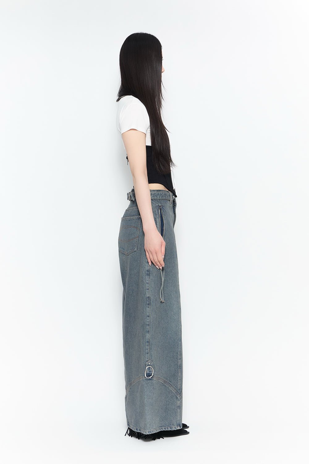 THEREDTHREAD / ザレッドスレッド】buckle wide denim