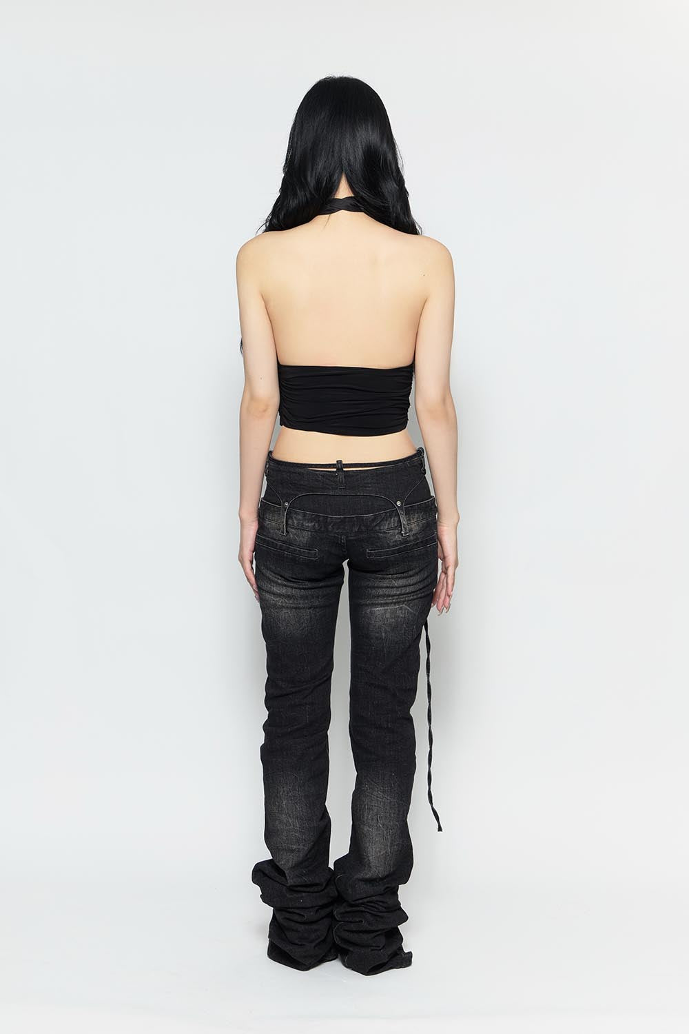 S tethered long denim