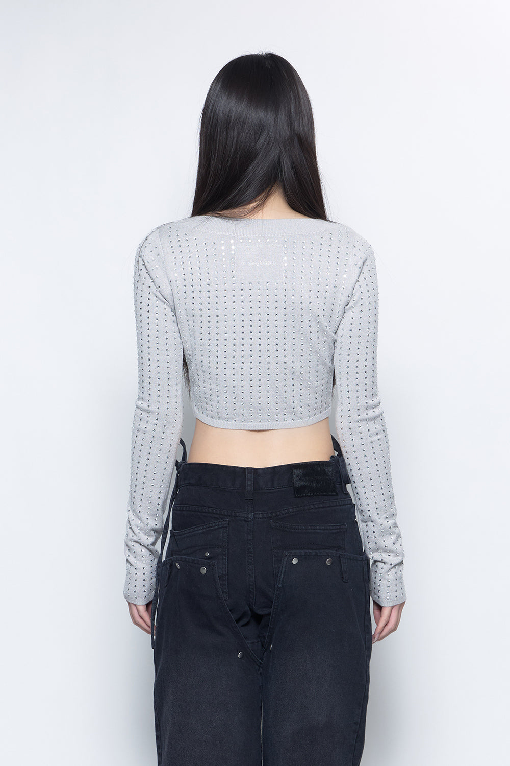 THEREDTHREAD / ザレッドスレッド】S rhinestone cardigan cropped