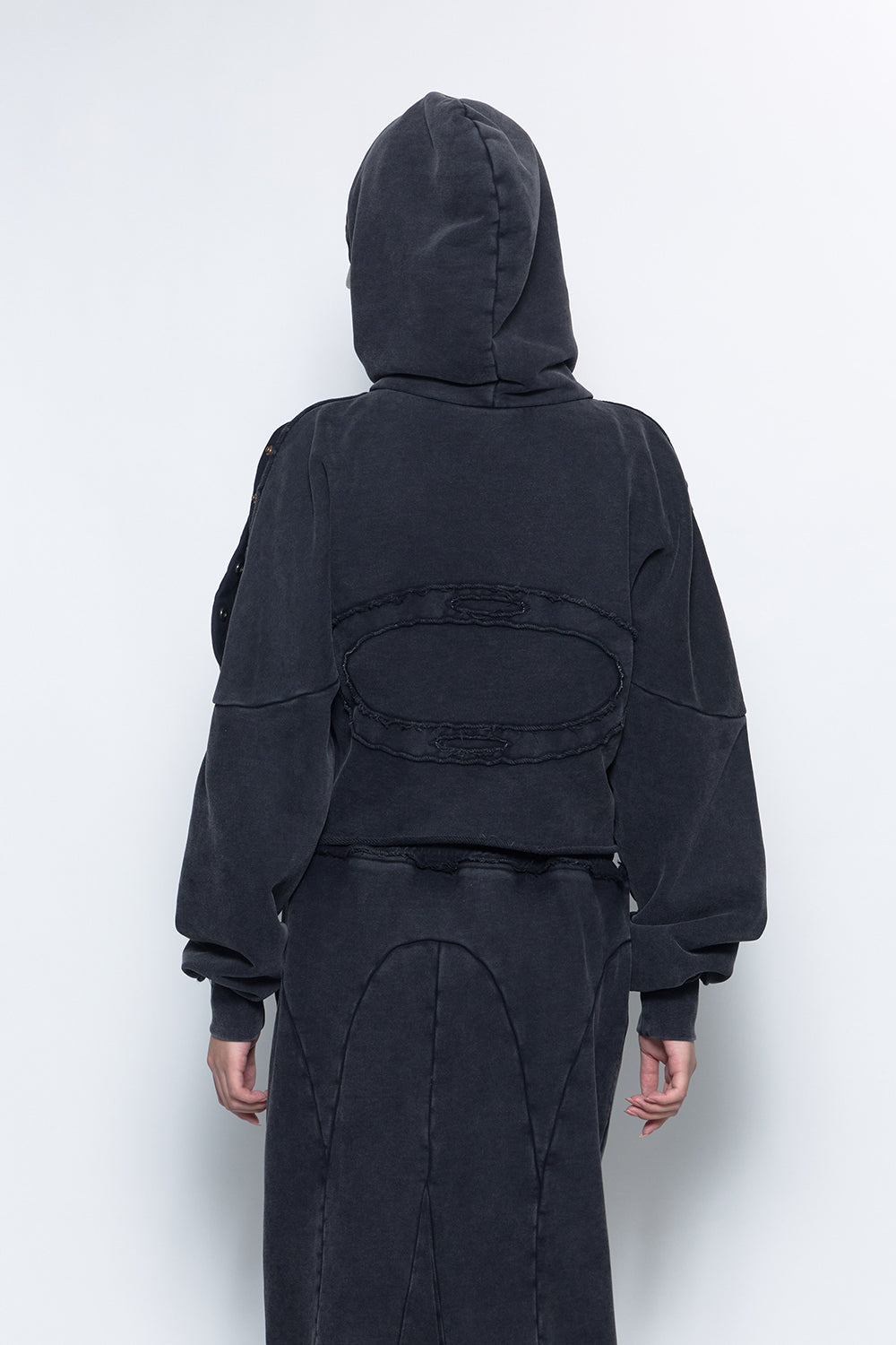 S open shoulder hoodie
