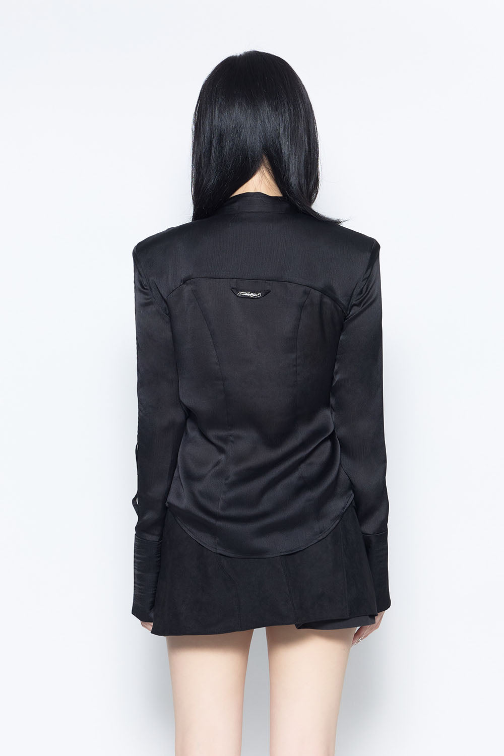 S satin bow tie blouse