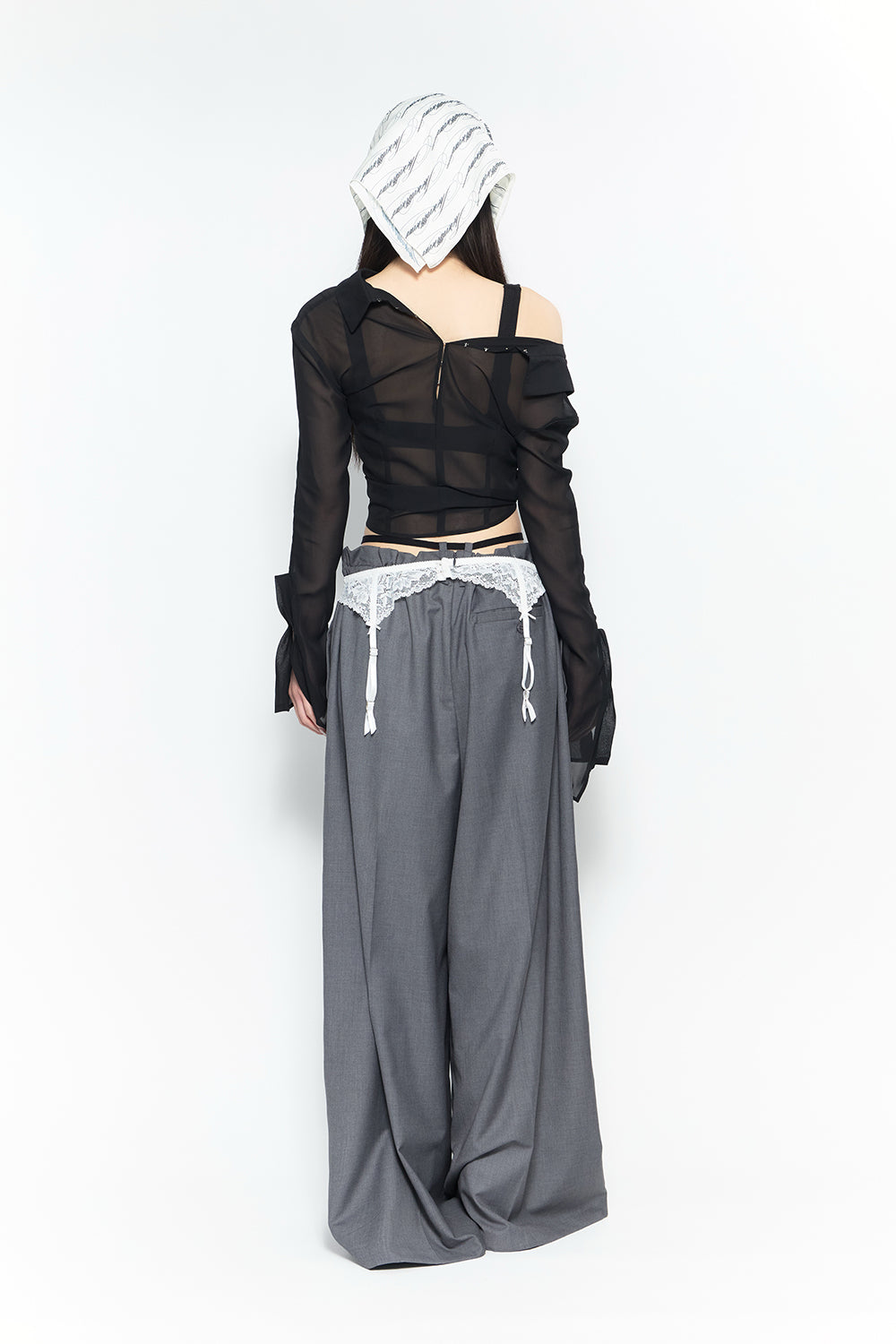 laced garter suit slacks
