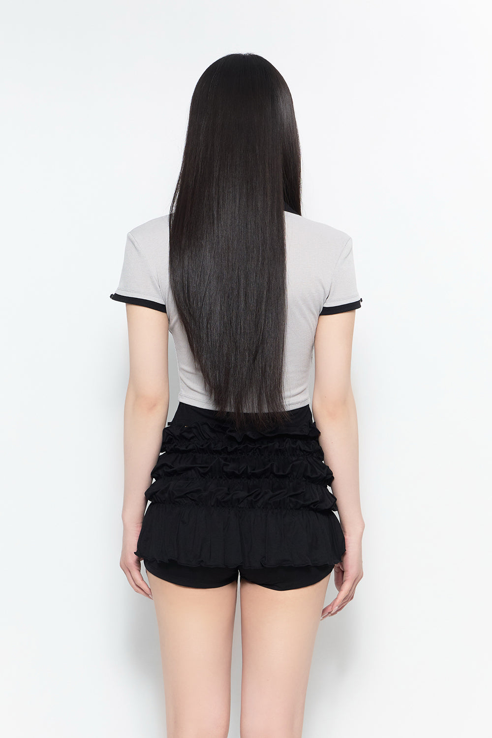 THEREDTHREAD / ザレッドスレッド】bicolor layered tops short