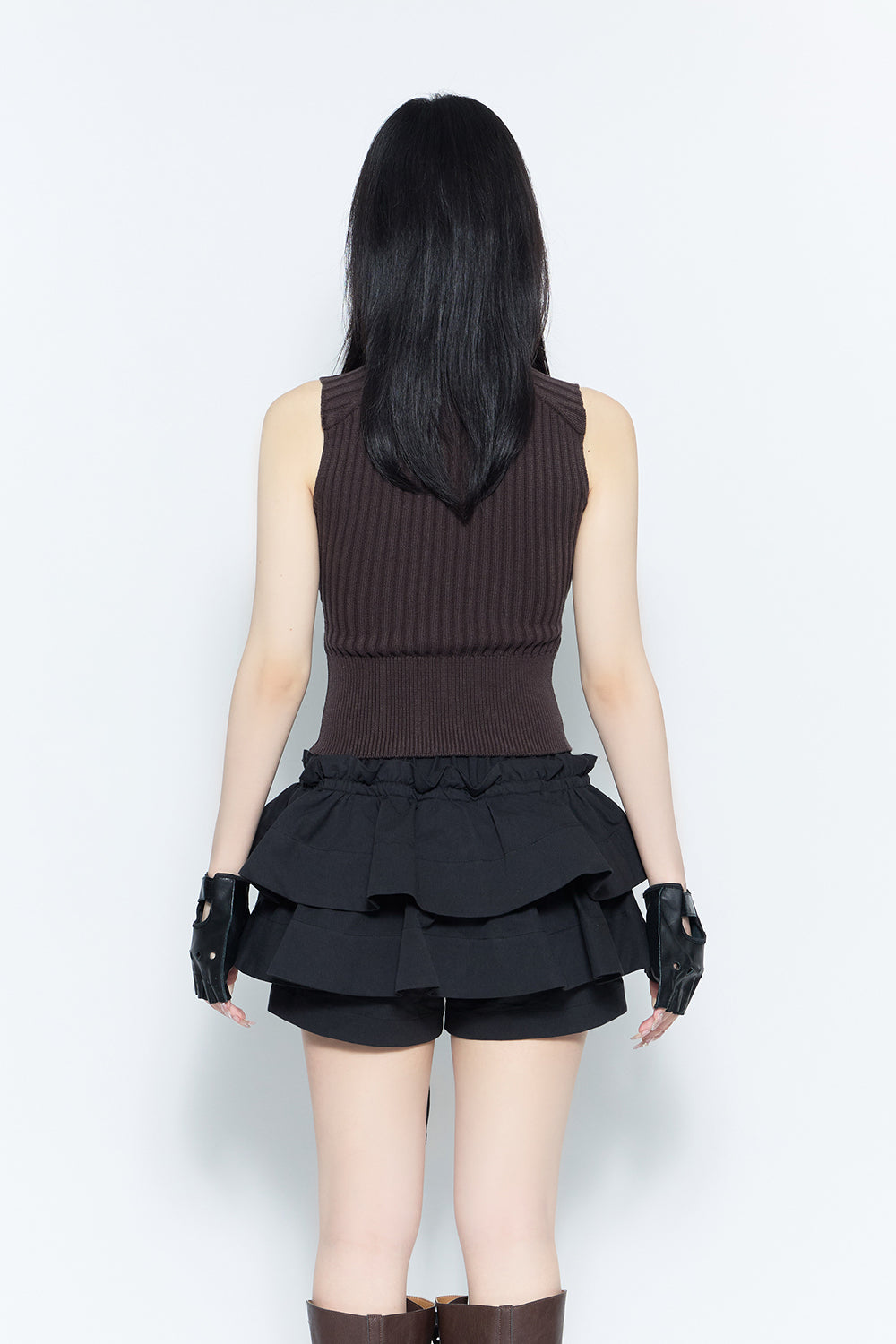 flame zip knit tops