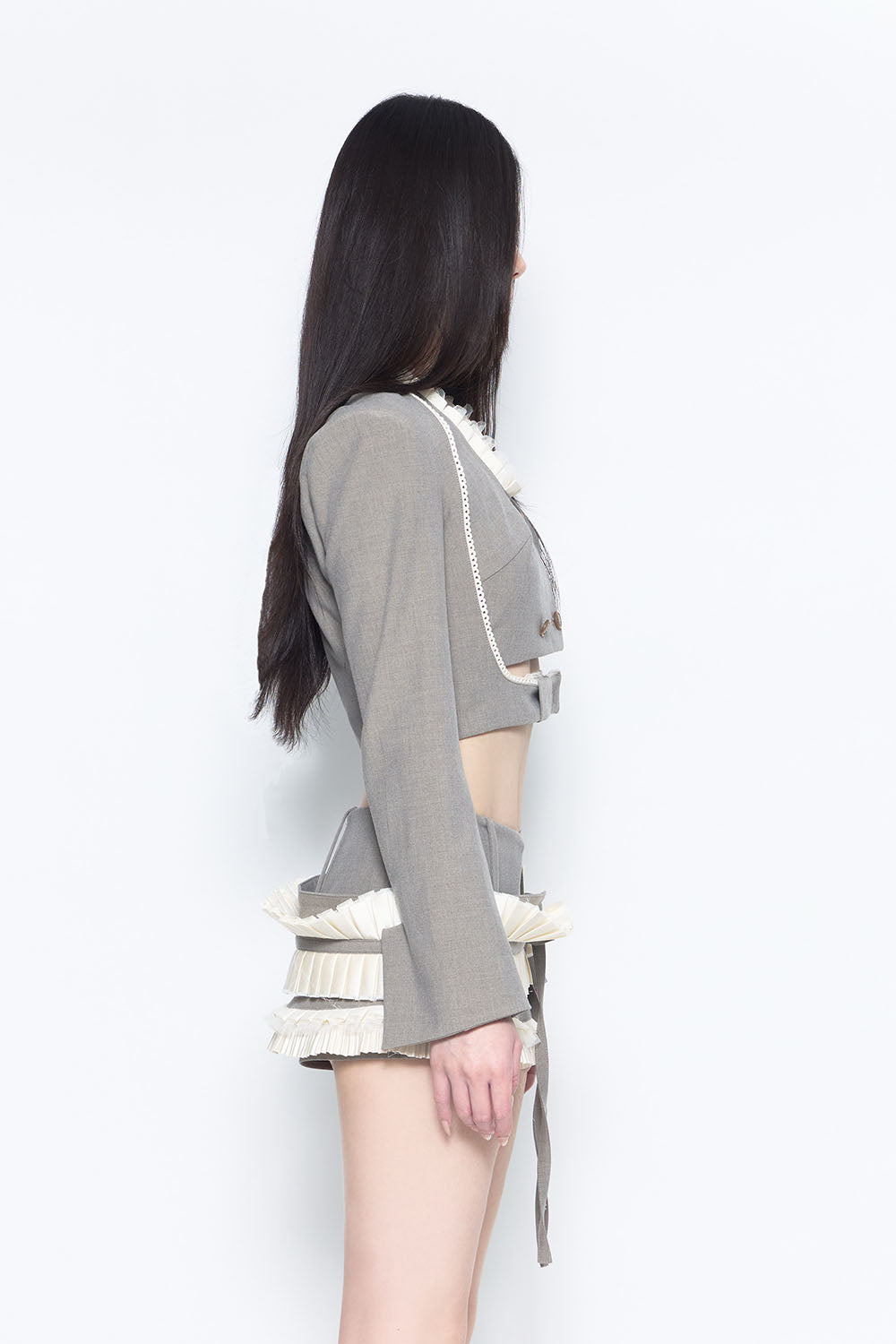 S lace trim suit ensemble