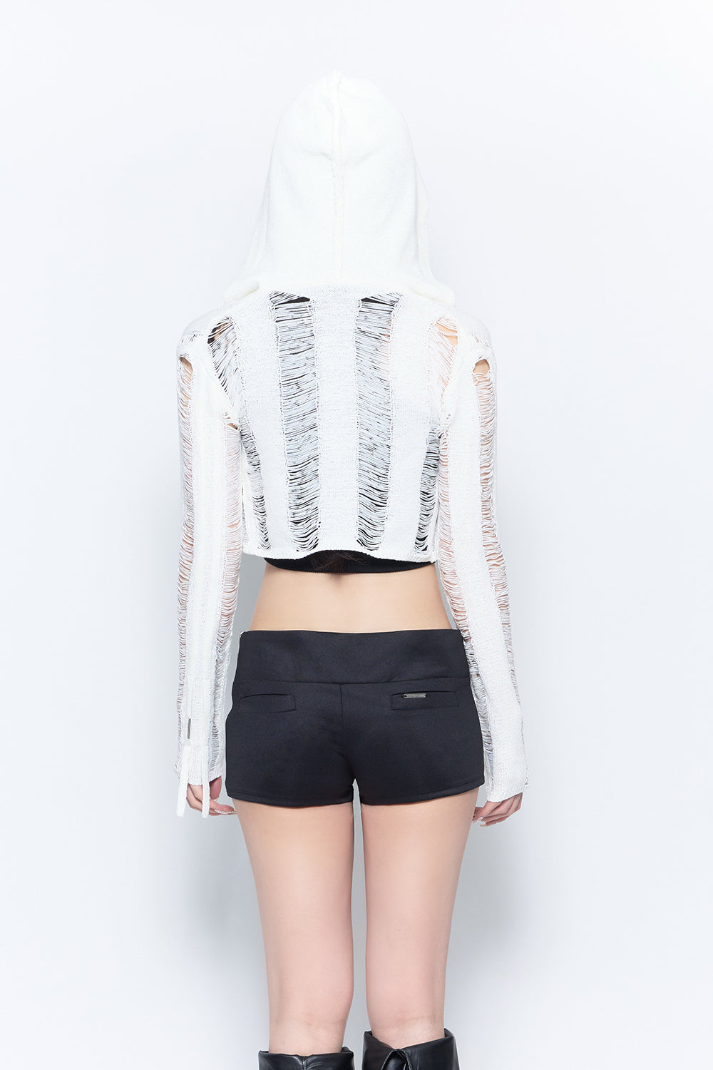 laddering knit hoodie