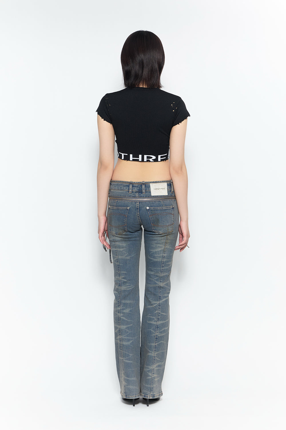 strap flare denim